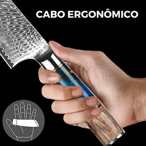 Combo 2 Facas Laminada em Aço Damasco