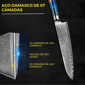 Combo 2 Facas Laminada em Aço Damasco